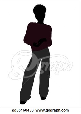 Clip Art   African American Teenager Silhouette On A White Background    