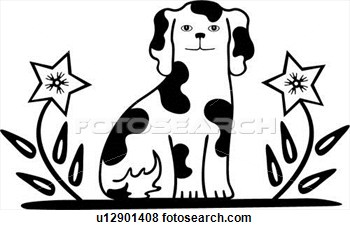 Clip Art Of  Amish Border Canine Dog Dutch Folk Art Holland