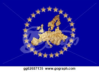 Clipart   A Flag Of Europe With European Continent  Stock Illustration