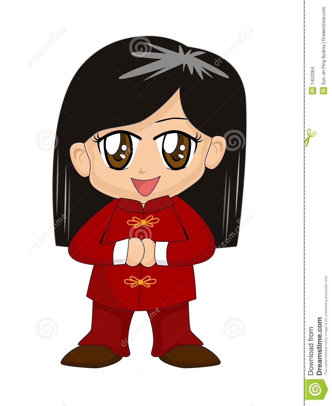 Cute Chinese Cartoon Girl Wishing You A Happy Chinese New Year 