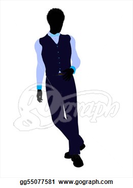 Drawing   African American Business Man Silhouette Illustration On A