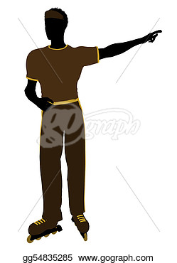 Drawing   African American Male Roller Skater Silhouette  Clipart    