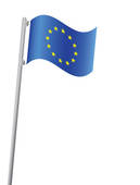 European Union Flag On Flagpole   Clipart Graphic