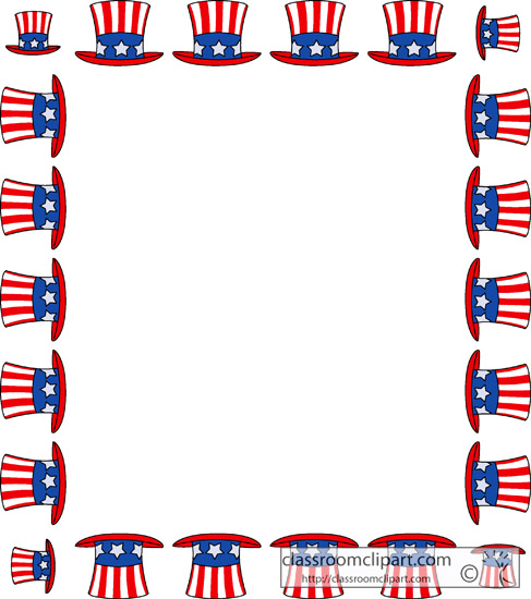 Fourth Of July   Fourth July Hat Sqaure Border   Classroom Clipart
