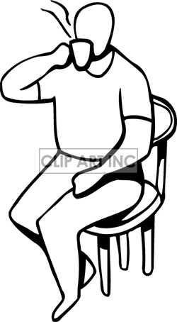 Free A Person Sitting On A Chair Drinking A Cup Of Coffee Clipart