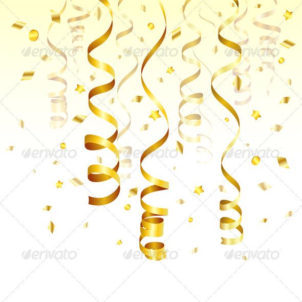 Gold Streamer  Graphicriver Birthday Background With Gold Streamer And    