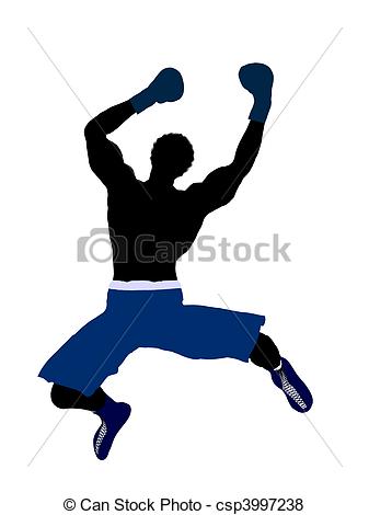 Illustration   African American Male Boxer Illustration Silhouette