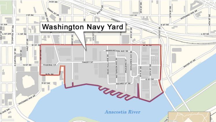 Map Of Washington D C  With Washington Navy Yard Highlightedthe Navy