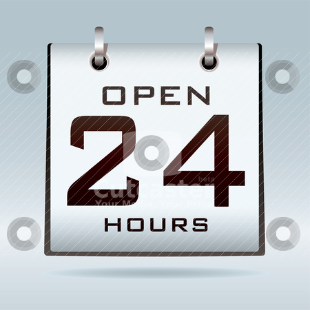 Open 24hr Calendar Stock Vector Clipart Simple Icon With Open 24 Hr    
