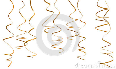     Photo  Decorative Gold Party Streamers Hanging Over White Background