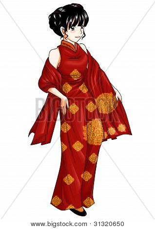 Picture Or Photo Of Cartoon Illustration Of Chinese Girl In