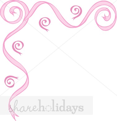 Pink Ribbon Corner Scroll   Party Clipart   Backgrounds