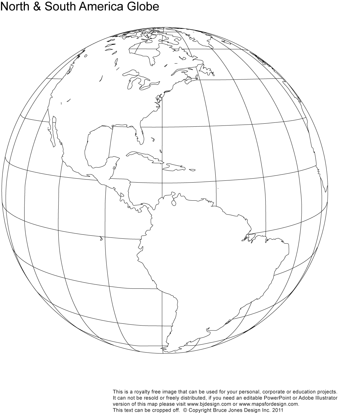Royalty Free North   South America Globe Map Printable Blank Map