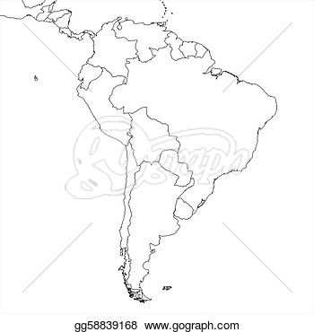     South American Regional Map In Orthographic Projection  Clipart