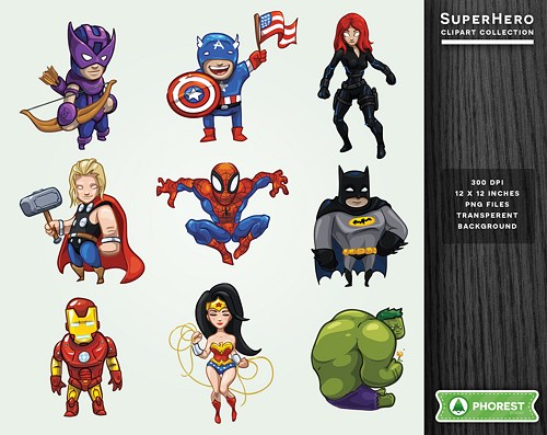 Superhero Clip Art   Baby Avengers Clipart   Hand Drawn Clipart