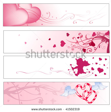 Vector Illustration Of Pink Valentine S Day Party Banners   Stock