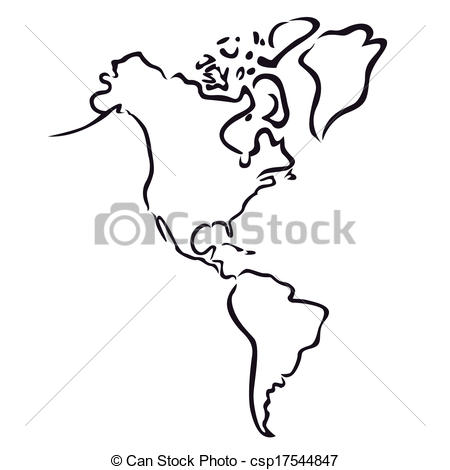Vector   Map Of North And South America   Stock Illustration Royalty