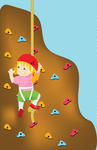 Wall Climbing Sports Girl Is Climbing A Wall With Space For Text In A