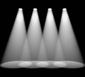 White Spotlights In A Row On Black For Highlighting Product   Clipart    