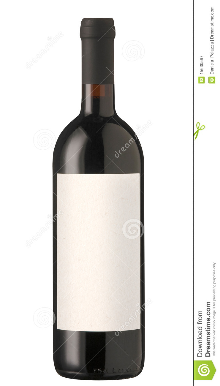 Wine Bottle Isolated With Blank Label  Clipping Path Included  Outline    
