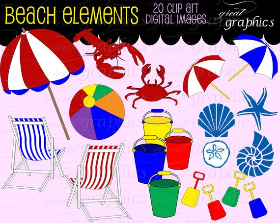 Beach Clip Art Beach Clipart Seashell Beach Umbrella Beach Chair