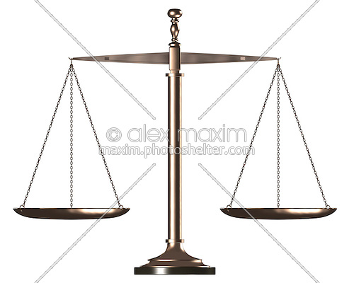 Bronze Balanced Empty Justice Scales Conceptual Photo Realistic 3d