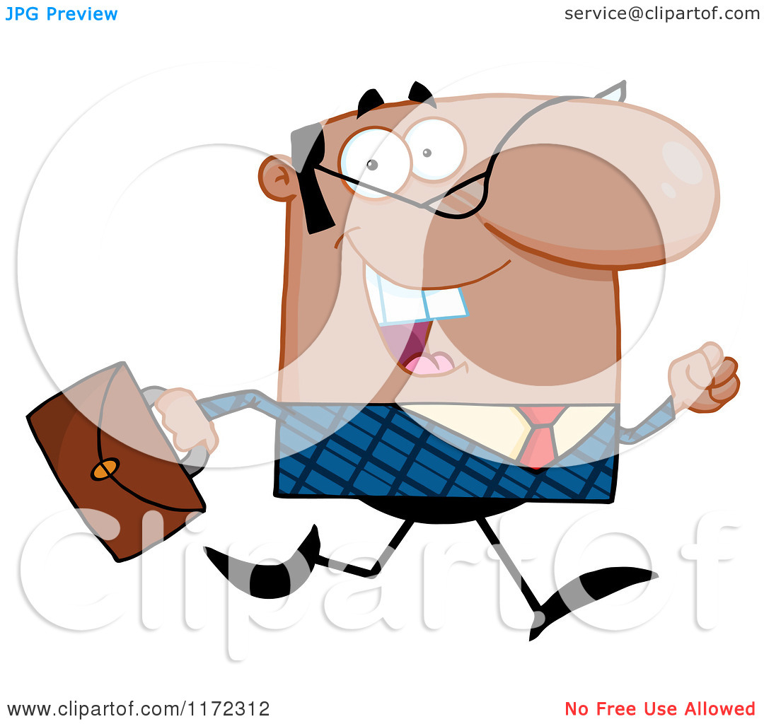 Businessman Running With His Briefcase   Royalty Free Vector Clipart