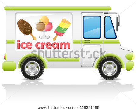 Car Carrying Ice Cream Illustration Isolated On White Background