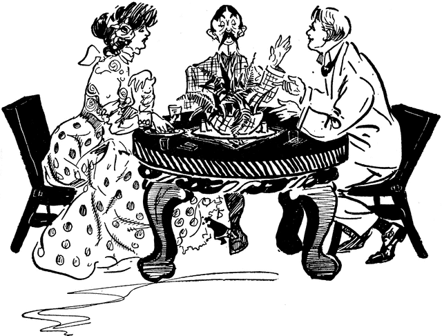 Cartoon Of Three People Sitting At A Table   Clipart Etc