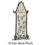 Cartoon Tall Old House Stock Illustrations