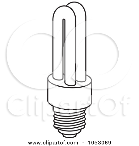 Clip Art Illustration Of An Outlined Fluorescent Light Bulb Poster Art