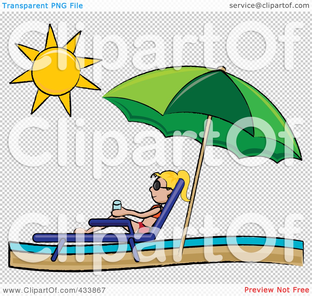 Clipart Illustration Of A Blond Stick Girl Relaxing In A Lounge Chair