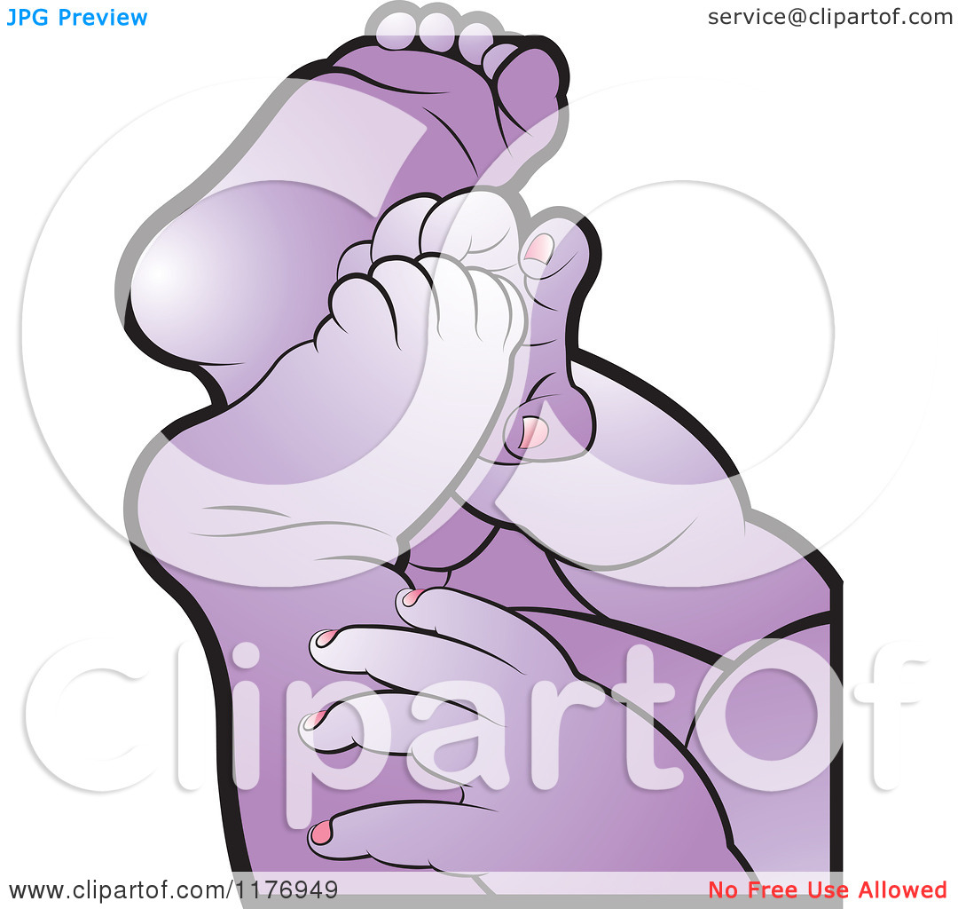 Clipart Of Purple Baby Feet And Hands   Royalty Free Vector