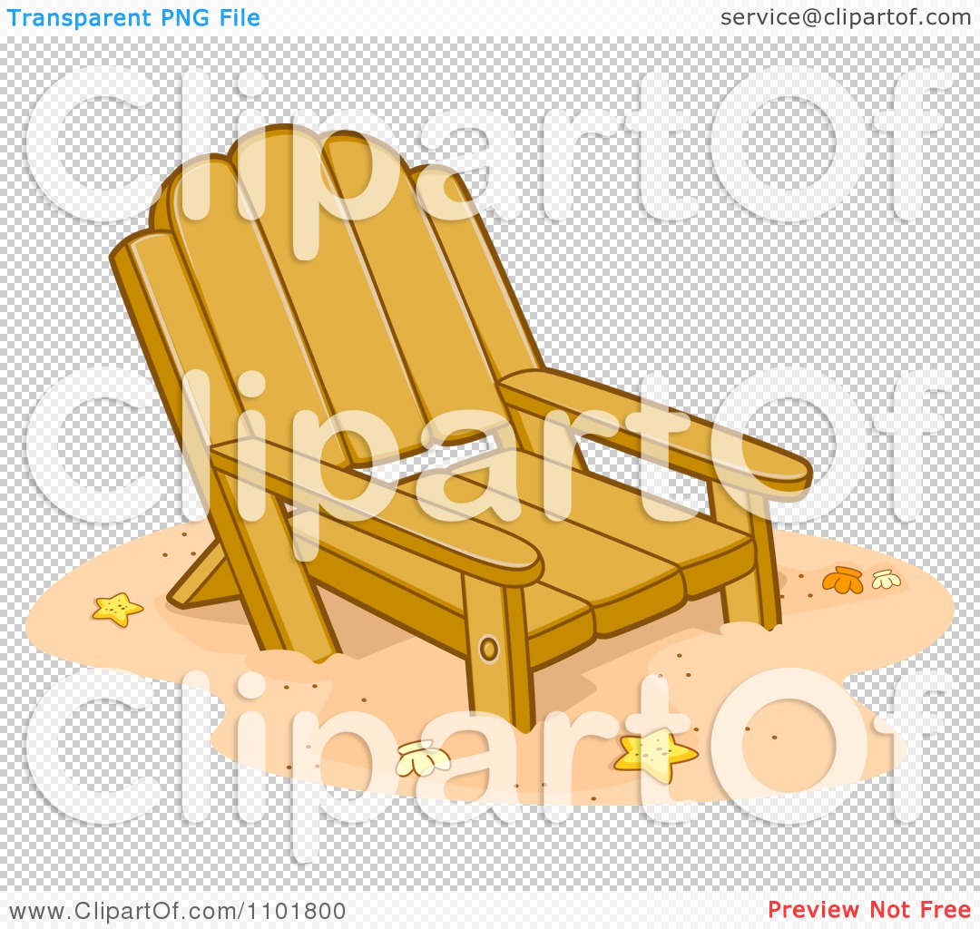 Clipart Wooden Beach Chair In Sand   Royalty Free Vector Illustration