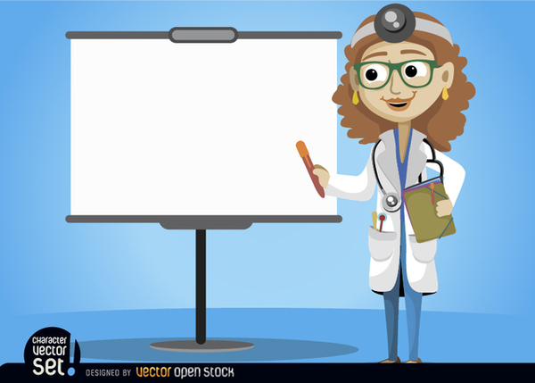 Female Doctor With Presentation Screen Free Vector   123freevectors