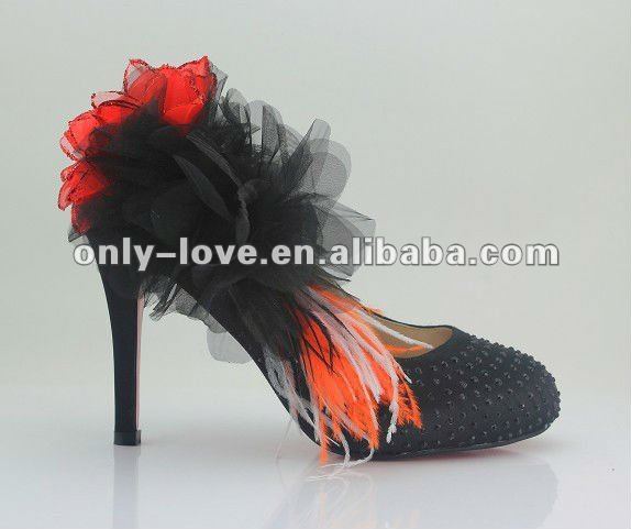      High Heel Black Flower Wedding Shoes Evening Shoes Party Shoes Jpg