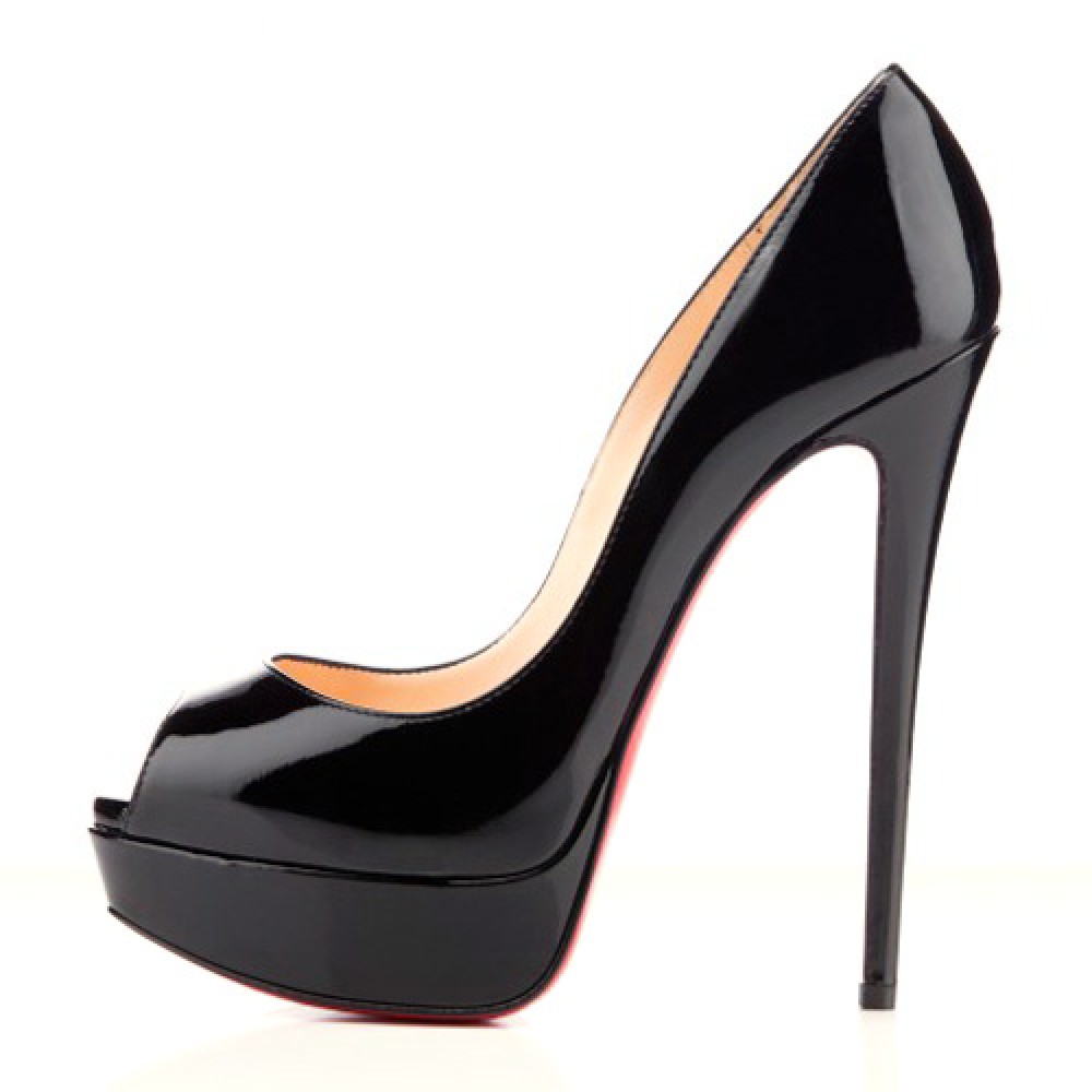    Leather Peep Toe Platform Pumps Black High Heel Shoes  Custom Made