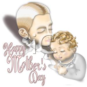 Mother Cradling Her Newborn Baby   Royalty Free Clipart Picture