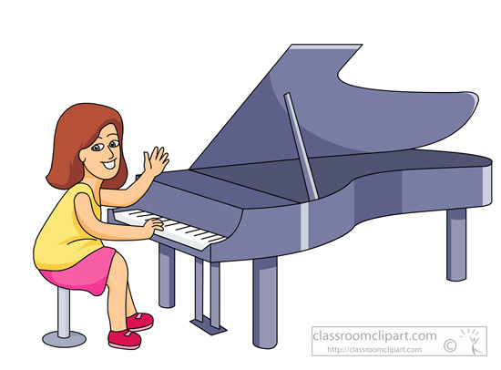 Musical Instruments   Girl Playing Piano 814   Classroom Clipart