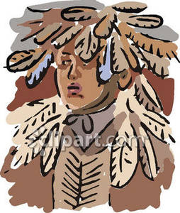 Native American Man In Ceremonial Costume   Royalty Free Clipart    