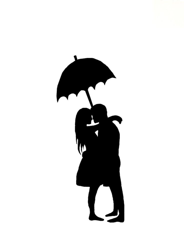 Printable Kissing Under Umbrella Silhouette   Man And Woman Silhouette