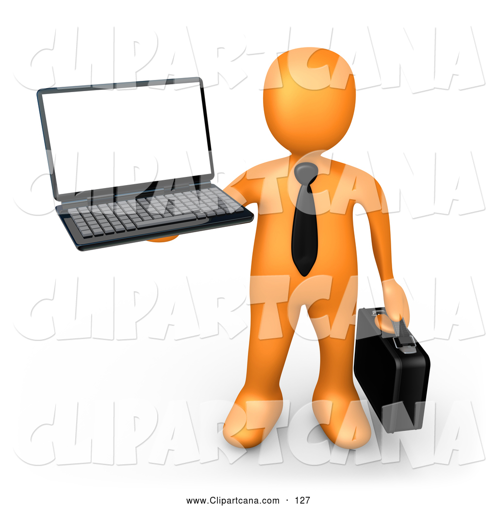 Vector Clip Art Of A Friendly Orange Businessman With A Black Tie