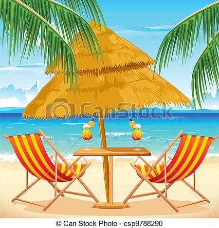 Vector Clipart Of Chair On Beach   Illustration Of Chair On Beach