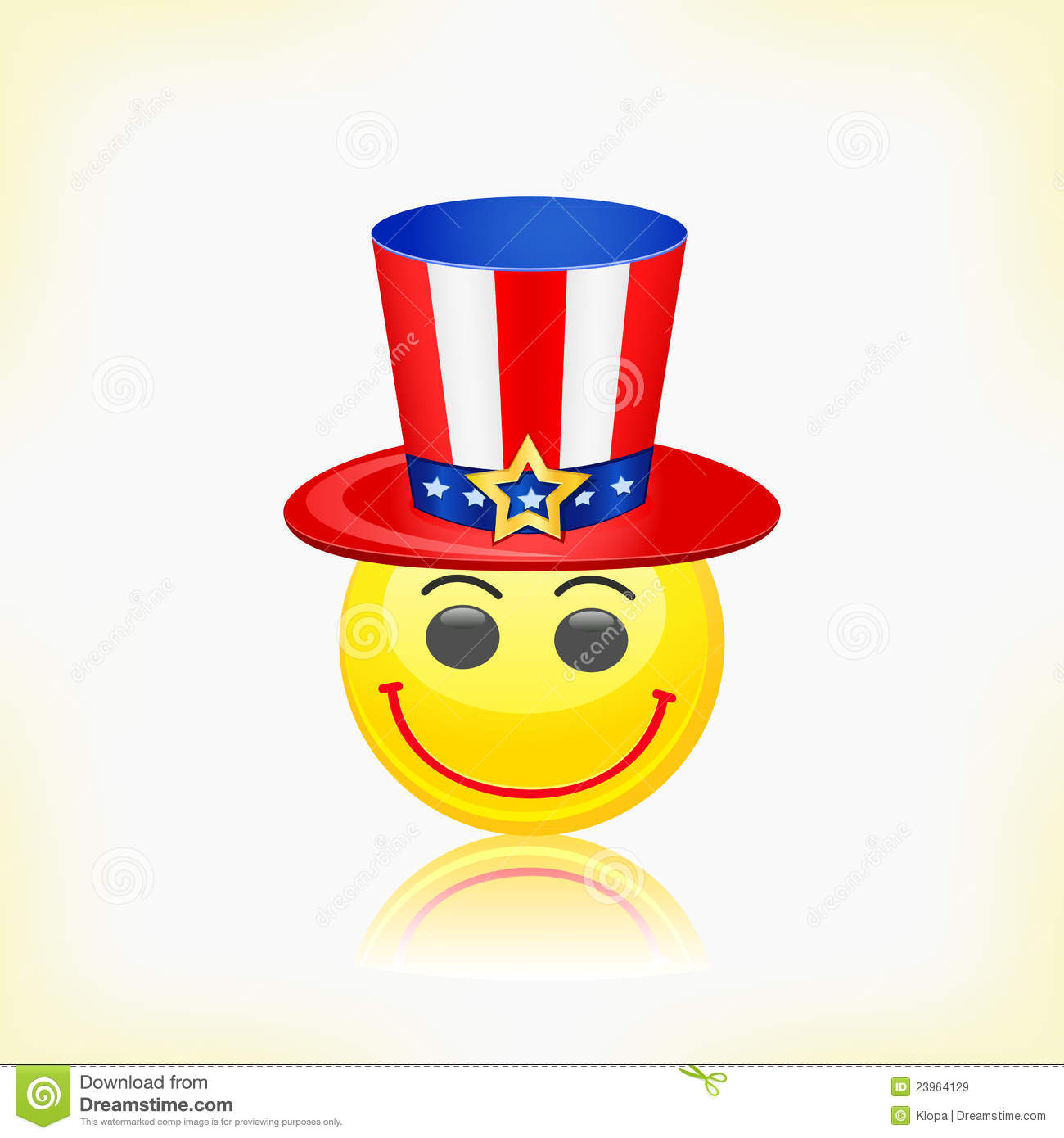 Yellow Round Smiley Face Wearing American Hat Royalty Free Stock