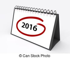 2016   Calendar With The Year 2016 Circled In Red
