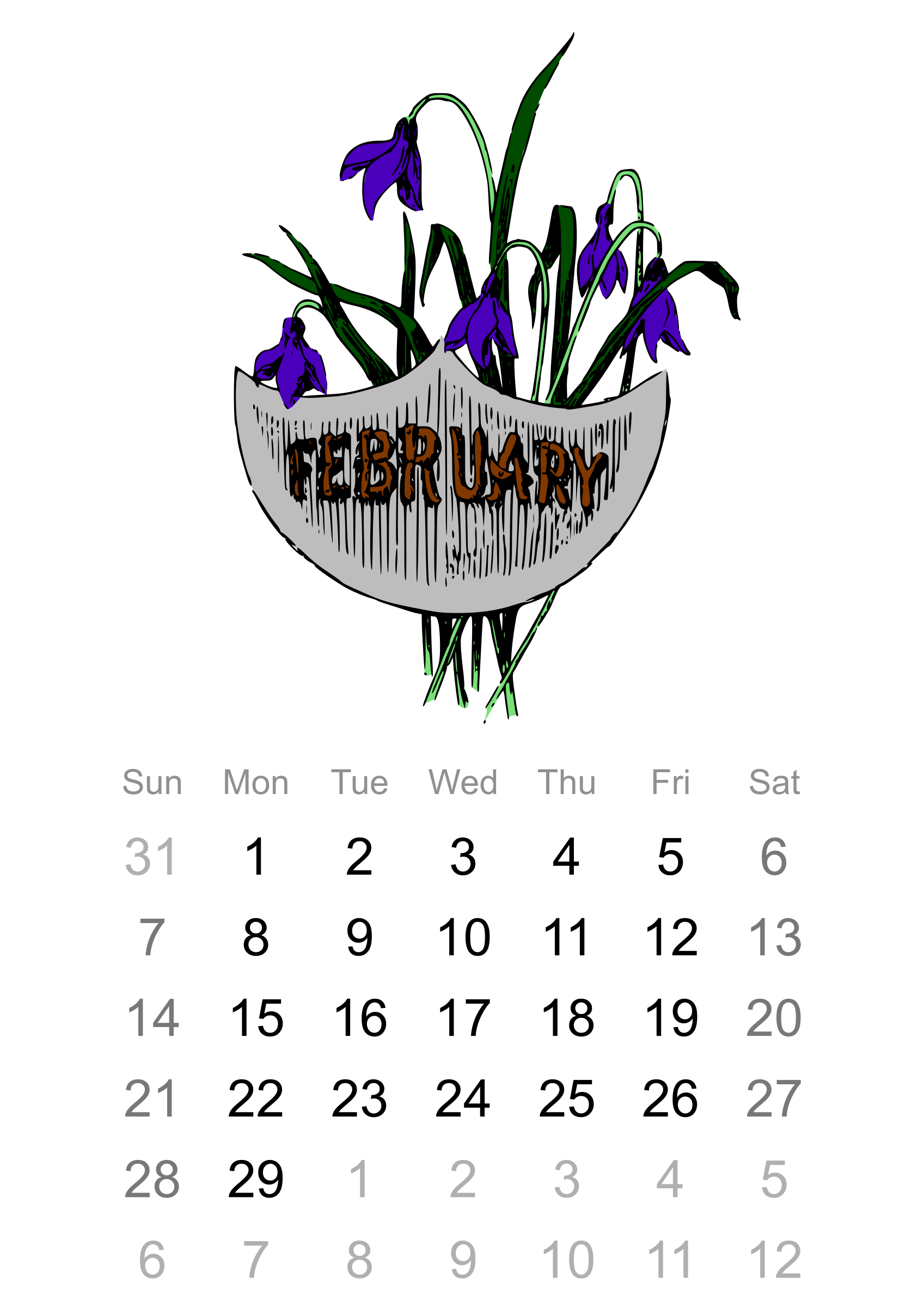2016 February Calendar By Firkin