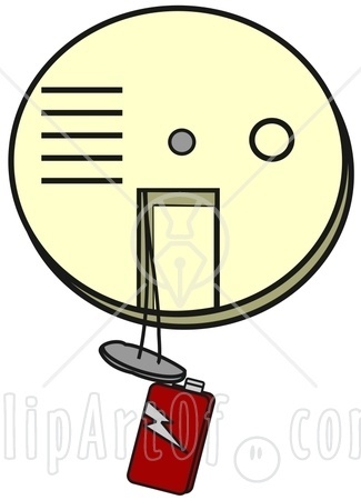 20310 Clipart Illustration Of An Off White Smoke And Fire Alarm With A