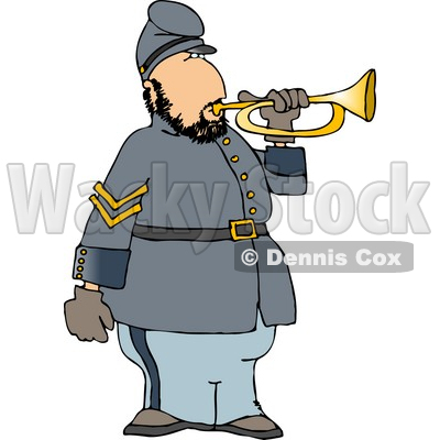 American Civil War Soldier Blowing Into A Bugle Horn Clipart   Dennis    