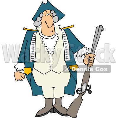 American Revolutionary War Soldier Holding A Loaded Rifle Clipart