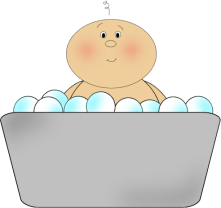 Baby Bathtub Clip Art Image   Baby In A Washtub With A Lot Of Bubbles 